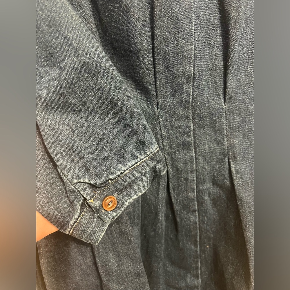 Blue Denim fit and flare Dress with pockets - Picture 4 of 11